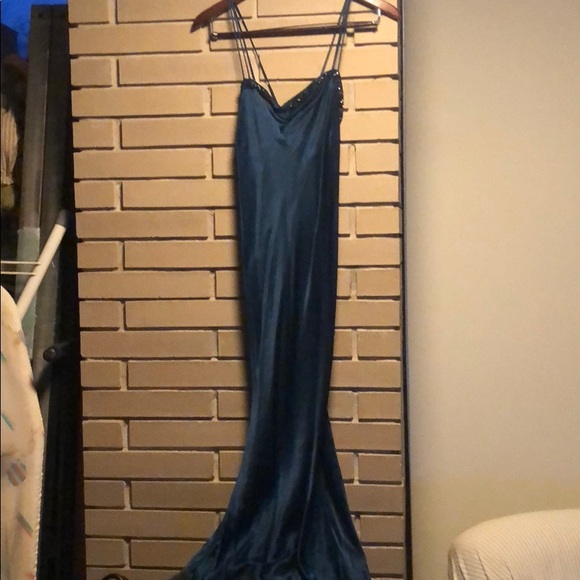 Dorothy Perkins Dresses & Skirts - Beautiful Blue Satin Dress with Beaded Detail